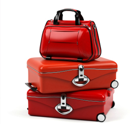 Assorted red luggage
